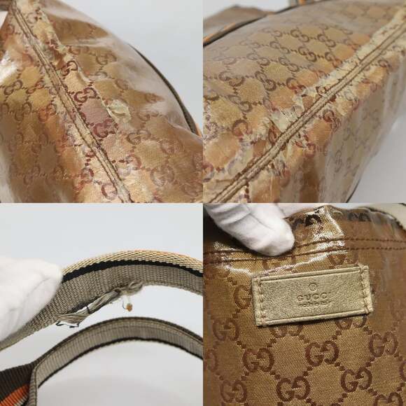 GUCCI GG Crystal Tote Bag Coated Canvas Gold - Picture 11 of 13